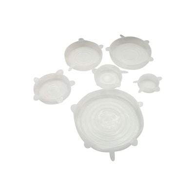6-Piece Reusable Stretch Lid Set White 14.5inch