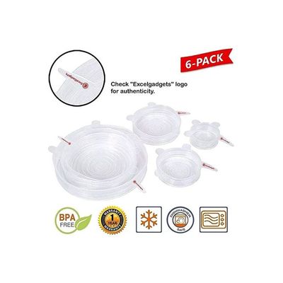 6-Piece Silicone Stretchable Lid Set Clear