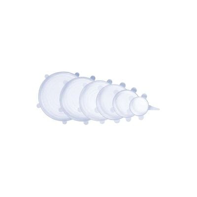 6-Piece Stretchable Silicone Lid Set Clear