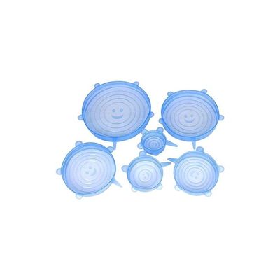 6-Piece Reusable Food Bowl Cover Lids Blue