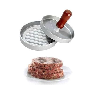 Aluminium Burger Press With Wooden Handle Silver 34.8cm