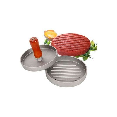 Aluminium Burger Press With Wooden Handle Silver 34.8cm