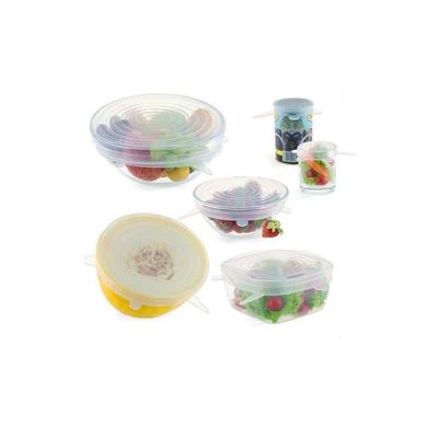 6-Piece Reusable Silicone Lid Set Clear