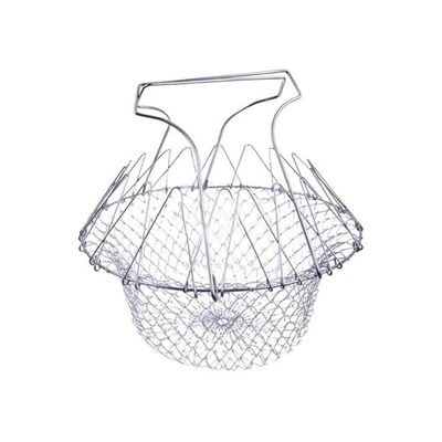 Stainless Steel Folding Frying Basket Silver 23x23centimeter