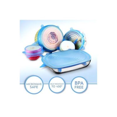 Pack Of 6 Silicone Stretch Lid Multicolour