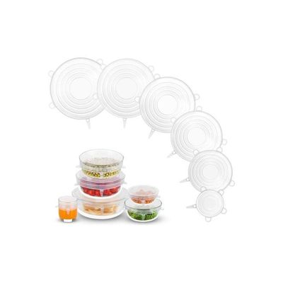 Pack Of 6 Silicone Food Covers Clear 20.5*20.5cm