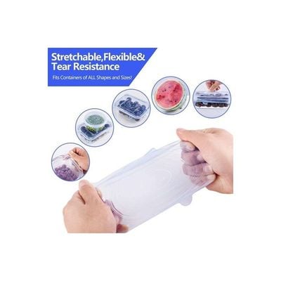 Pack Of 6 Silicone Food Covers Clear 20.5*20.5cm