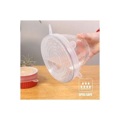 Pack Of 6 Silicone Food Covers Clear 20.5*20.5cm