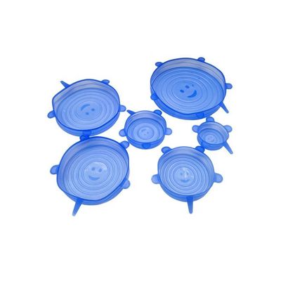 6-Piece Reusable Stretch Lid Set Blue 14.5inch