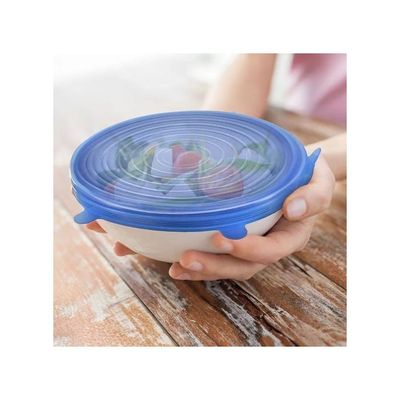 6-Piece Reusable Silicone Stretch Lids Blue 20.5x2x20.5cm