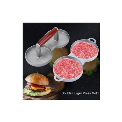 Nonstick Double Burger Press Silver/Brown