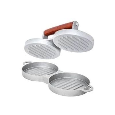 Nonstick Double Burger Press Silver/Brown