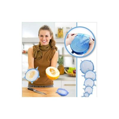 6-Piece Stretchable Fresh Food Cover Lids Multicolour