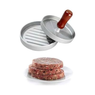 Aluminium Burger Press With Wooden Handle Silver/Red 34.8centimeter