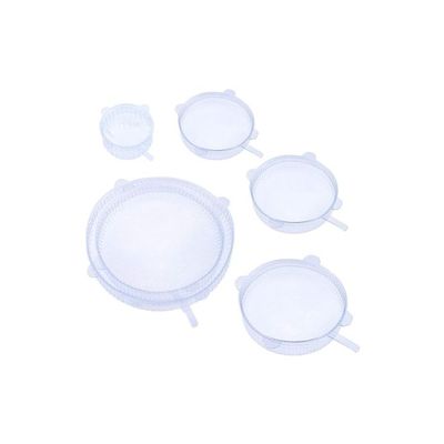 6-Piece Reusable Silicone Lid Set Clear