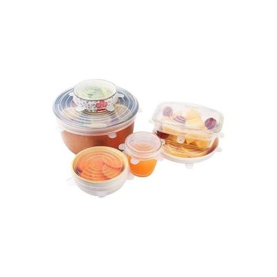 6-Piece Reusable Silicone Lid Set Clear