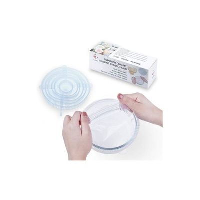 6-Piece Reusable Silicone Lid Set Clear