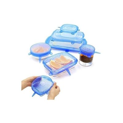 6-Piece Stretch Lids Blue