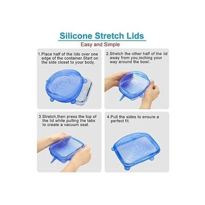 6-Piece Stretch Lids Blue