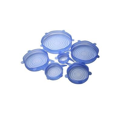 6-Piece Food Cover Lids Blue