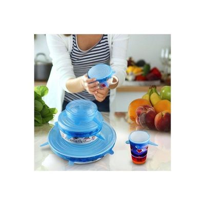 6-Piece Food Cover Lids Blue