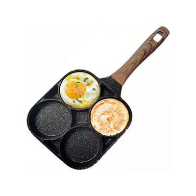 4-Hole Pancake Frying Pan Black/Brown 14x7.5x1inch