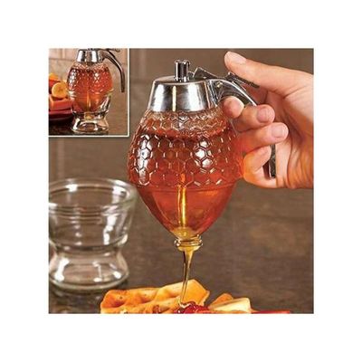 Bee Hive Acrylic Honey Syrup Dispenser Jar With Stand Clear