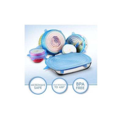 6-Piece Reusable Stretch Lids Blue