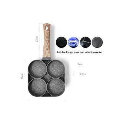 Four-Hole Frying Pot Pan Black 35.2 x 9 x 2.2cm