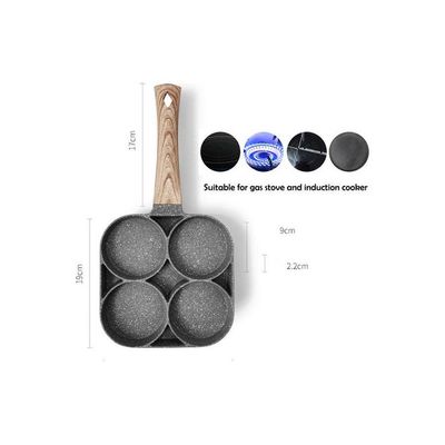 Four-Hole Frying Pot Pan Black 35.2 x 9 x 2.2cm