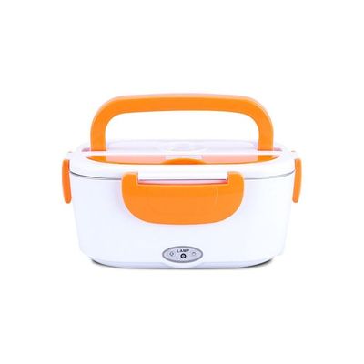 Portable Electric Lunch Box White/Orange 24.5x11x11cm