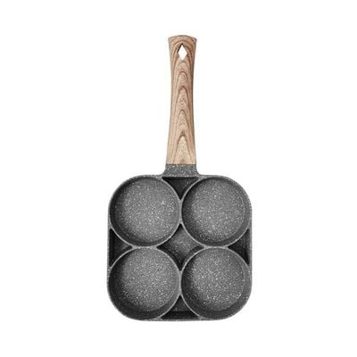 Non-Stick 4-Hole Omelet Pan Black 14inch