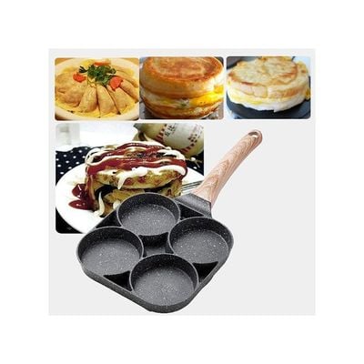 Non-Stick 4-Hole Omelet Pan Black 14inch