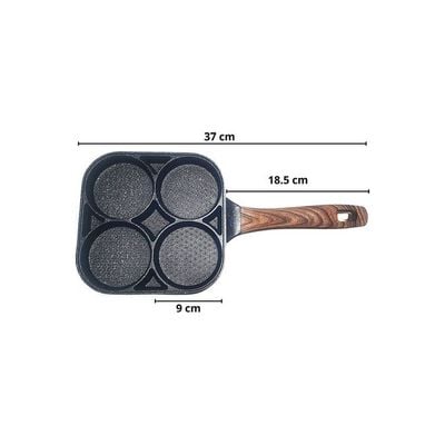 Non-Stick Wooden Handle Frying Pot Black/Brown 37x19x3cm