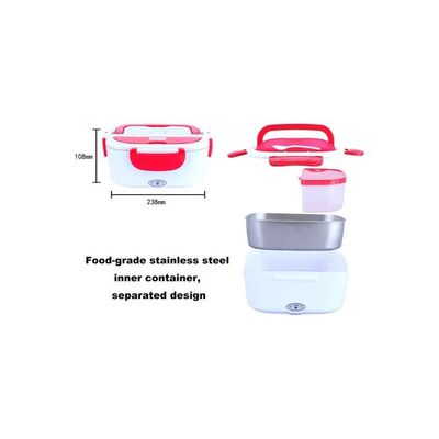 Portable Electric Lunch Box White/Red 24.5x11x11cm