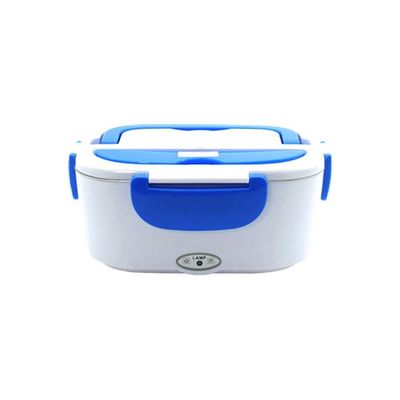 Portable Electric Lunch Box White/Blue 23.8x10.8x10.8cm