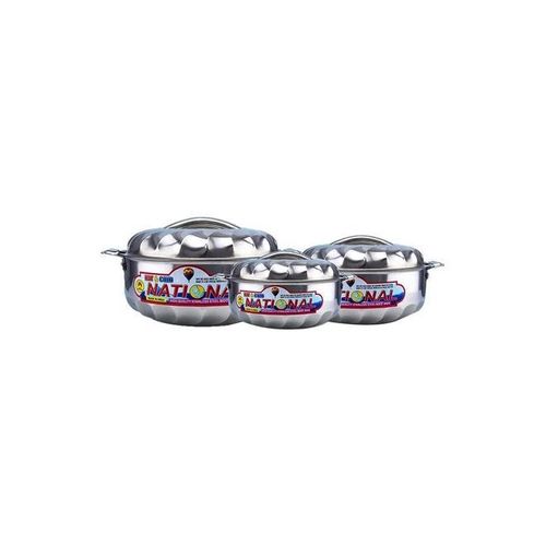 3-Piece Stainless Steel Hot Pot With Lid Set Silver