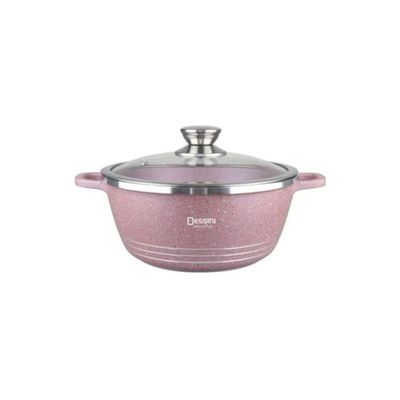 Non-Stick Cooking Pot Pink/Silver/Clear 20cm