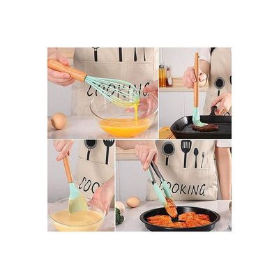 12-Piece Silicone Cooking Utensils Set Blue/Brown One Size