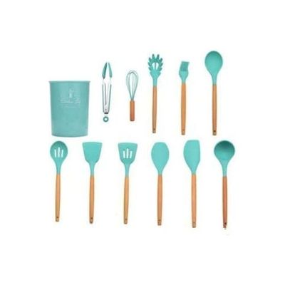 11-Piece Silicone Cooking Utensil Set Blue/Beige one sizecm