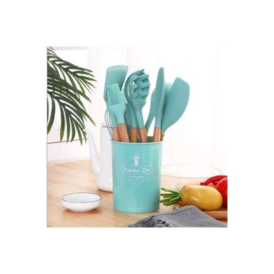 11-Piece Silicone Cooking Utensil Set Blue/Beige one sizecm