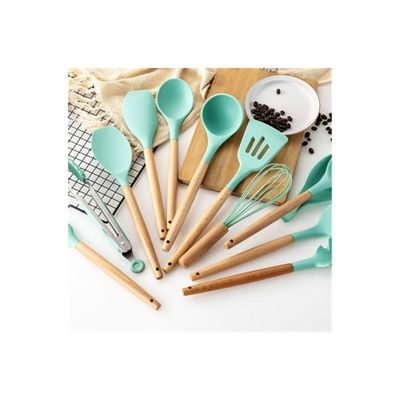 11-Piece Silicone Cooking Utensil Set Blue/Beige one sizecm