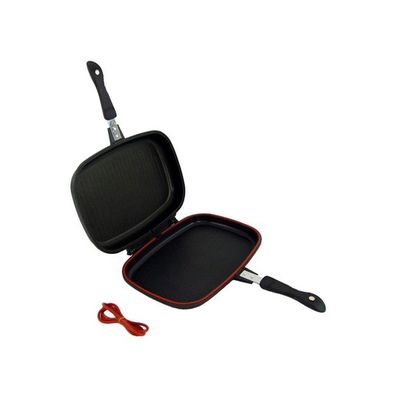 Double Sided Grill Pan Black/Red 36x15x8centimeter
