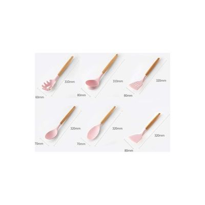 11-Piece Silicone Cooking Utensils Set Brown/Pin One Size