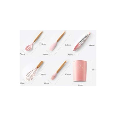 11-Piece Silicone Cooking Utensils Set Brown/Pin One Size