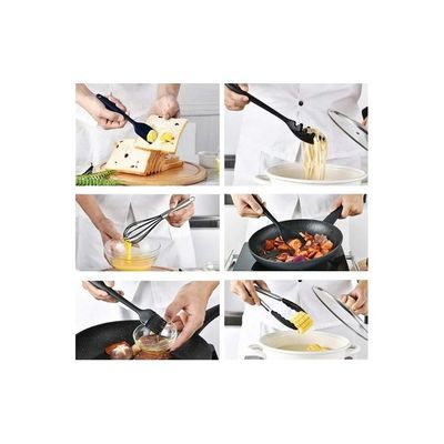 11-Piece Silicone Kitchen Utensils Set Black one sizecm