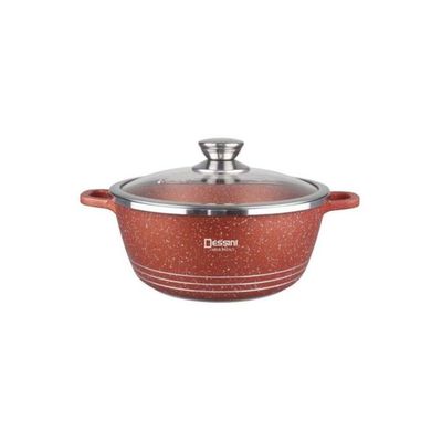 Non-Stick Cooking Pot With Lid Brown/Clear 24centimeter