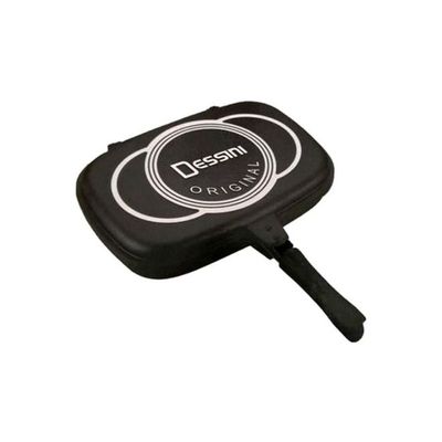 Non Stick Double Grill Pan Black/Silver 36cm