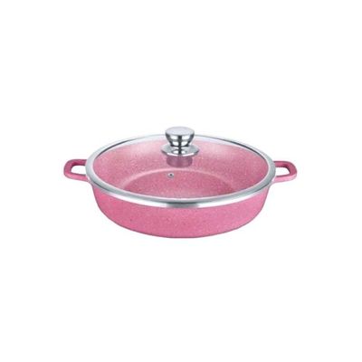 Shallow Cooking Pot Pink/Clear/Silver 28cm Shallow Cooking Pot Pink/Clear/Silver 28cm