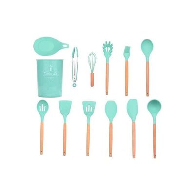 12-Piece Silicone Cooking Kitchen Utensils Tool Set Blue/Beige one sizecm